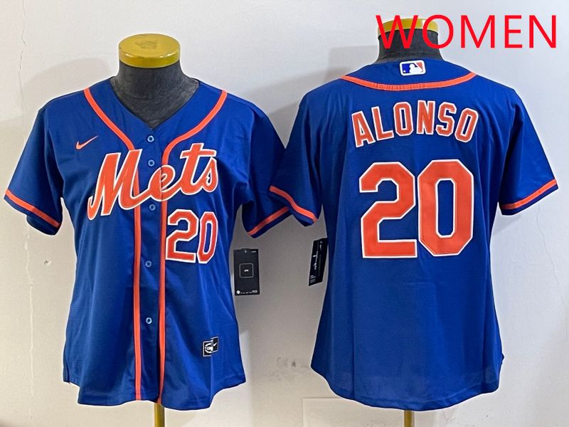 Women New York Mets #20 Alonso Blue Game Nike 2025 MLB Jersey style 1->women mlb jersey->Women Jersey